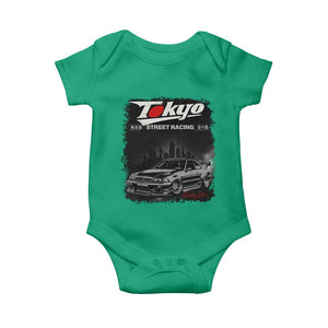 Retro JDM Drift Car Baby Onesie Japanese Tokyo Japan Drifting Race Car TS10 Irish Green Print Your Wear