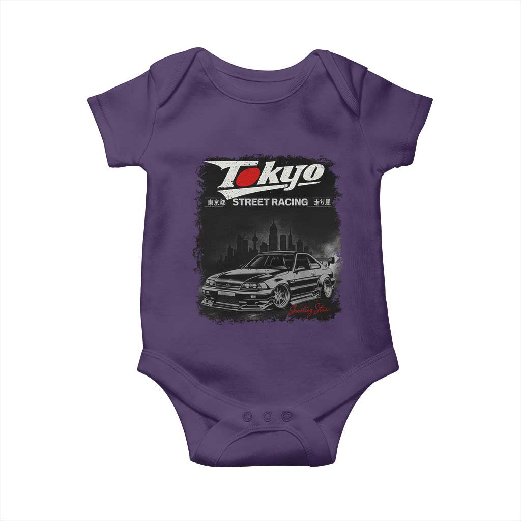 Retro JDM Drift Car Baby Onesie - Japanese Tokyo Japan Drifting Race Car Humor Baby Bodysuit TS10 Purple Print Your Wear