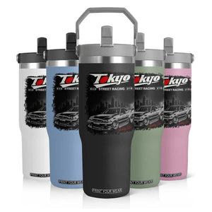Retro JDM Drift Car Flip Straw Tumbler Japanese Tokyo Japan Drifting Race Car TS10 Print Your Wear