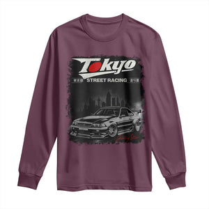 Retro JDM Drift Car Long Sleeve Shirt Japanese Tokyo Japan Drifting Race Car TS10 Maroon Print Your Wear