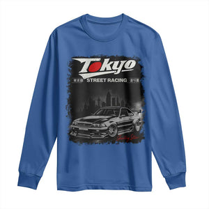 Retro JDM Drift Car Long Sleeve Shirt Japanese Tokyo Japan Drifting Race Car TS10 Royal Blue Print Your Wear