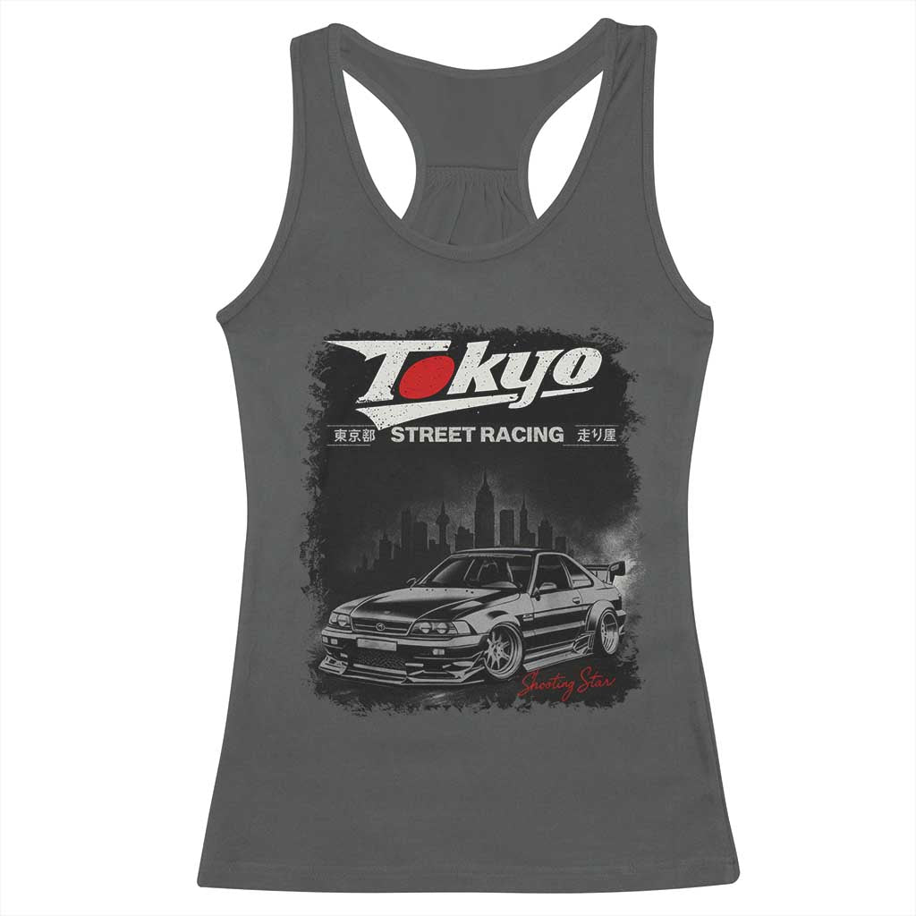 Retro JDM Drift Car Racerback Tank Top Japanese Tokyo Japan Drifting Race Car TS10 Dark Heather Print Your Wear