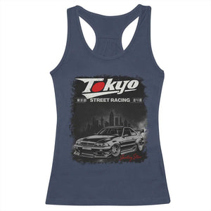 Retro JDM Drift Car Racerback Tank Top Japanese Tokyo Japan Drifting Race Car TS10 Navy Print Your Wear
