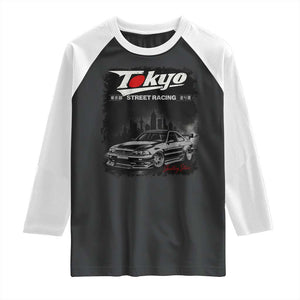 Retro JDM Drift Car Raglan Shirt Japanese Tokyo Japan Drifting Race Car TS10 Black White Print Your Wear