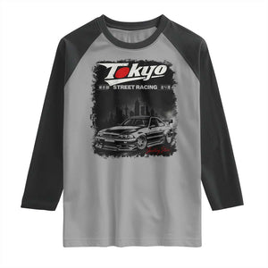 Retro JDM Drift Car Raglan Shirt Japanese Tokyo Japan Drifting Race Car TS10 Sport Gray Black Print Your Wear