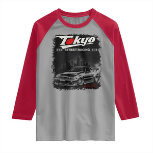 Retro JDM Drift Car Raglan Shirt Japanese Tokyo Japan Drifting Race Car TS10 Sport Gray Red Print Your Wear