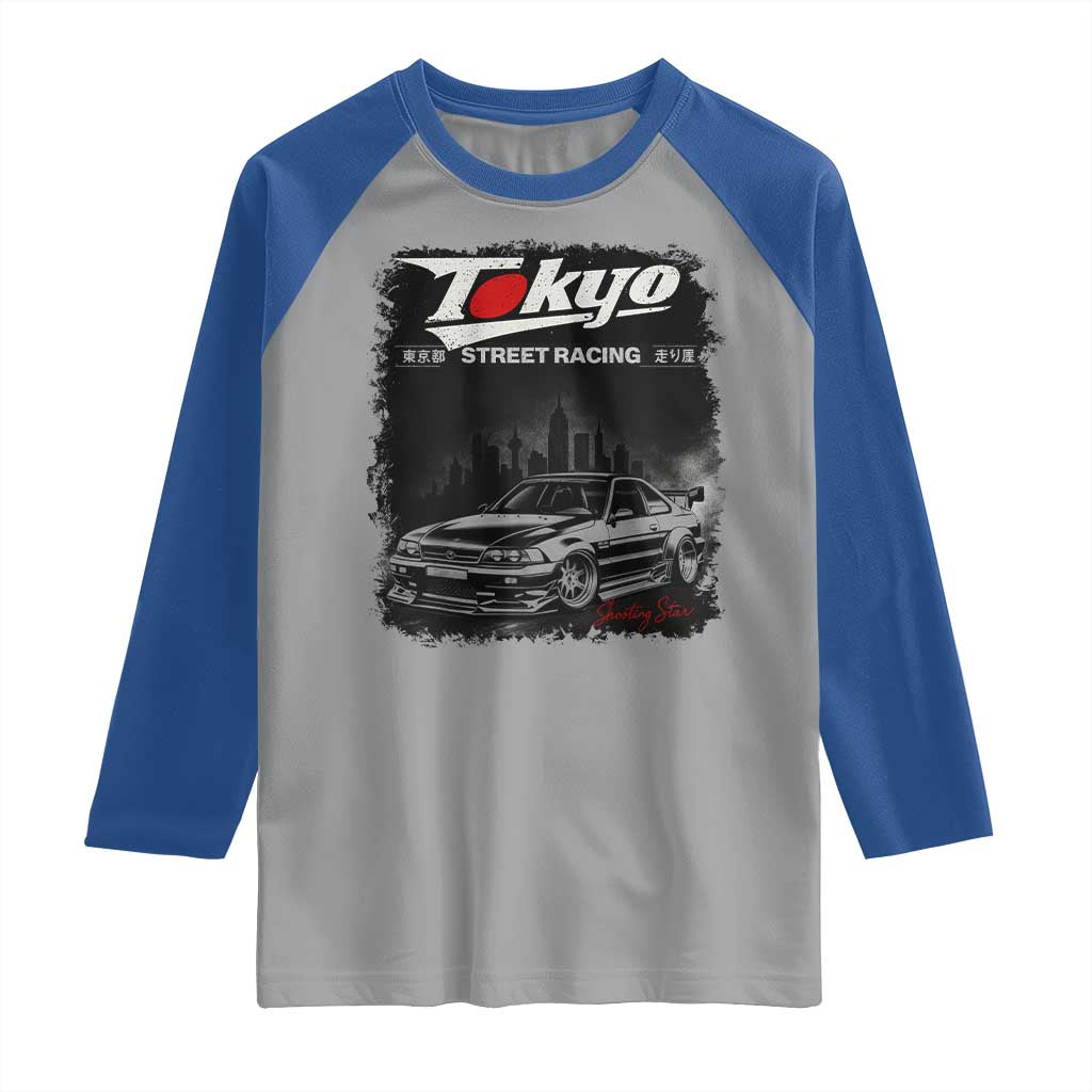 Retro JDM Drift Car Raglan Shirt Japanese Tokyo Japan Drifting Race Car TS10 Sport Gray Royal Print Your Wear
