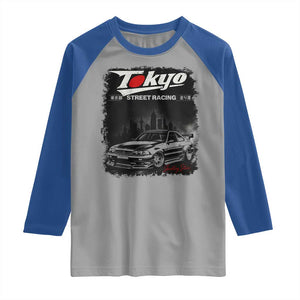 Retro JDM Drift Car Raglan Shirt Japanese Tokyo Japan Drifting Race Car TS10 Sport Gray Royal Print Your Wear
