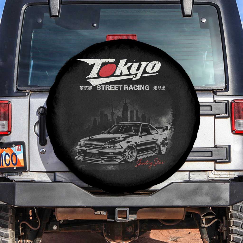 Retro JDM Drift Car Spare Tire Cover Japanese Tokyo Japan Drifting Race Car TS10 No hole Black Print Your Wear