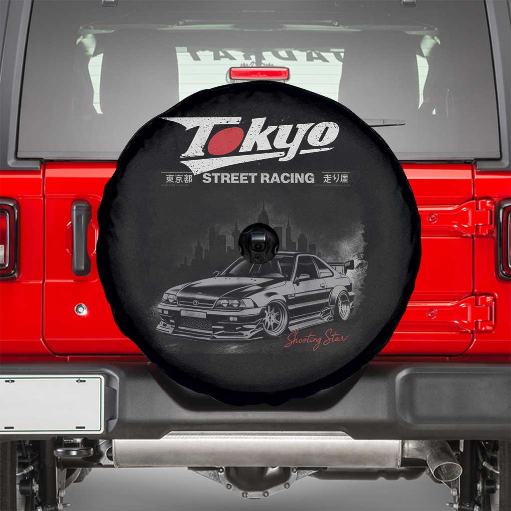 Retro JDM Drift Car Spare Tire Cover Japanese Tokyo Japan Drifting Race Car TS10 Black Print Your Wear
