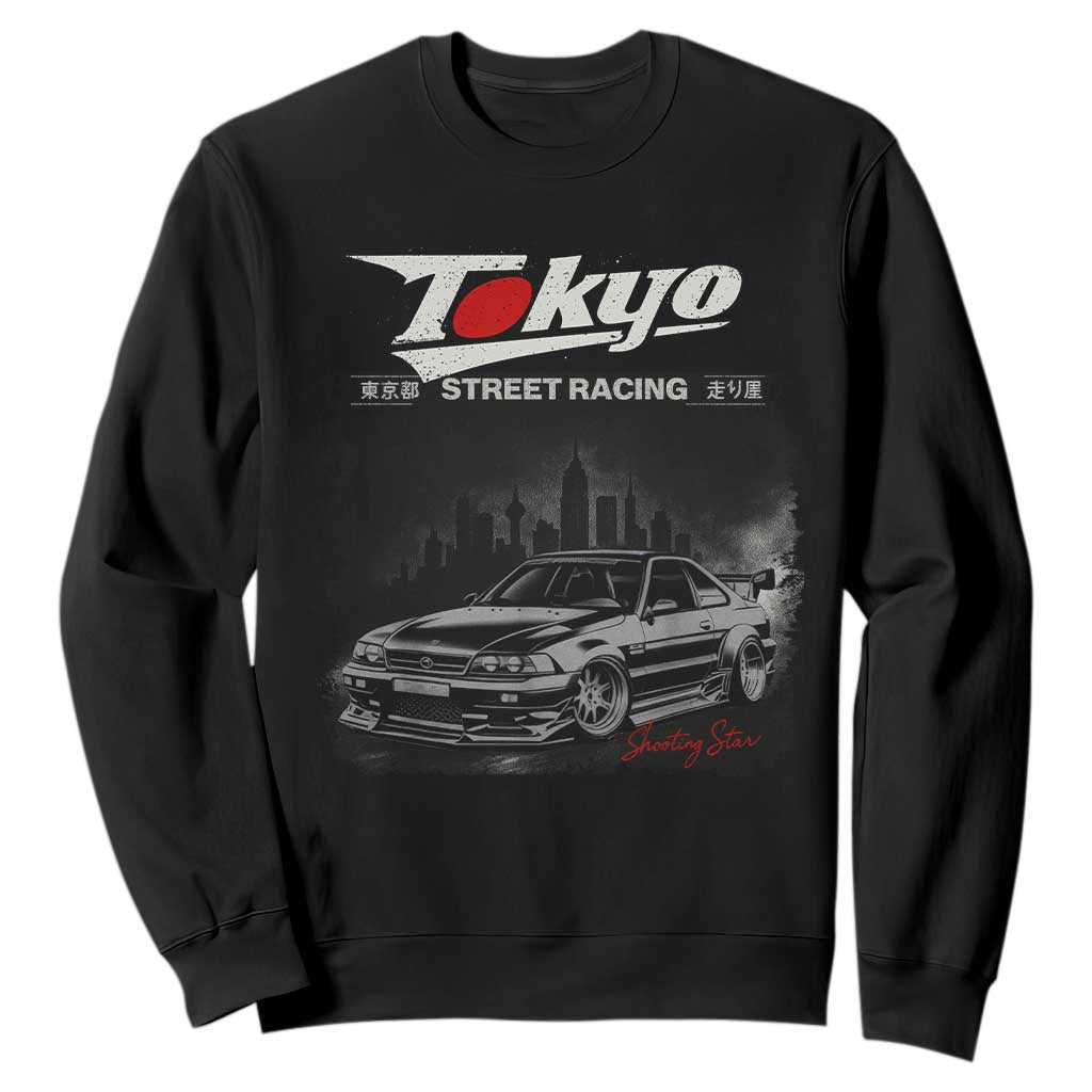 Retro JDM Drift Car Sweatshirt Japanese Tokyo Japan Drifting Race Car TS10 Black Print Your Wear