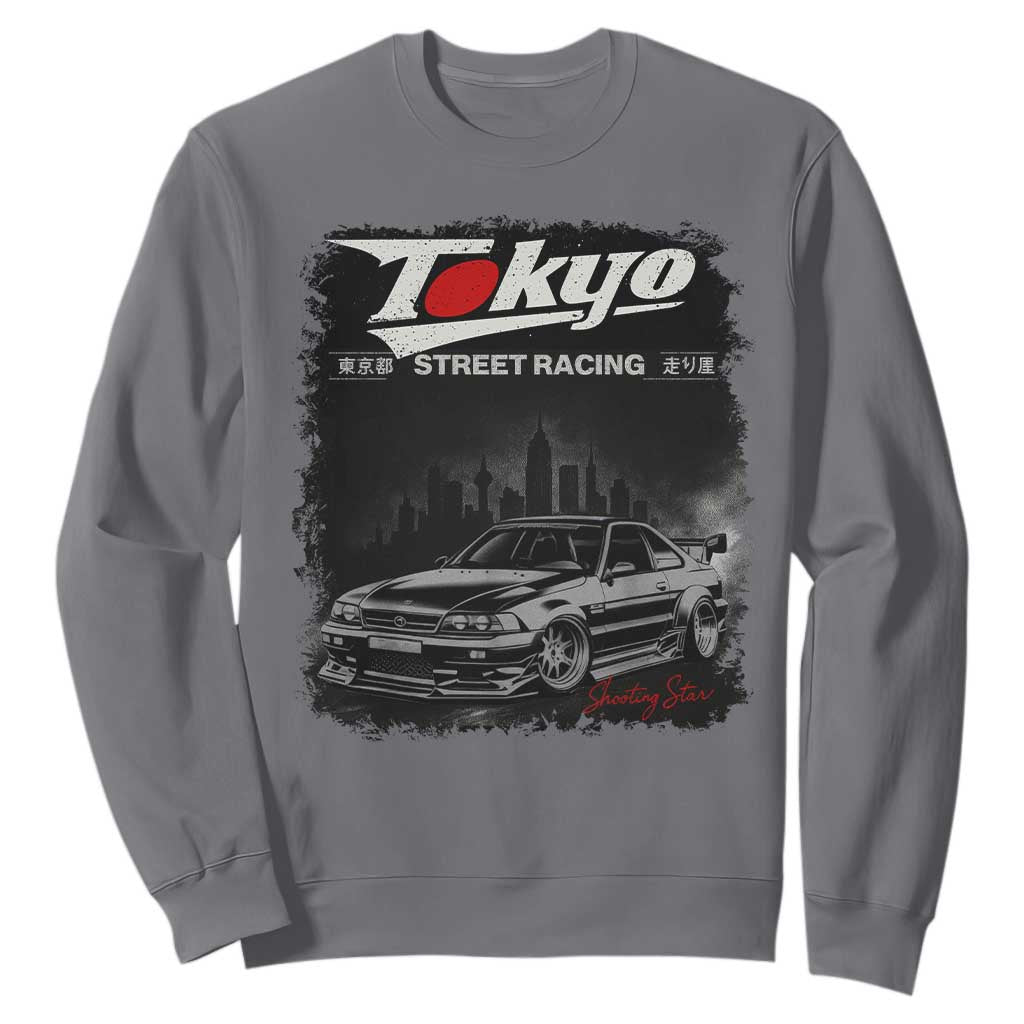 Retro JDM Drift Car Sweatshirt Japanese Tokyo Japan Drifting Race Car TS10 Charcoal Print Your Wear