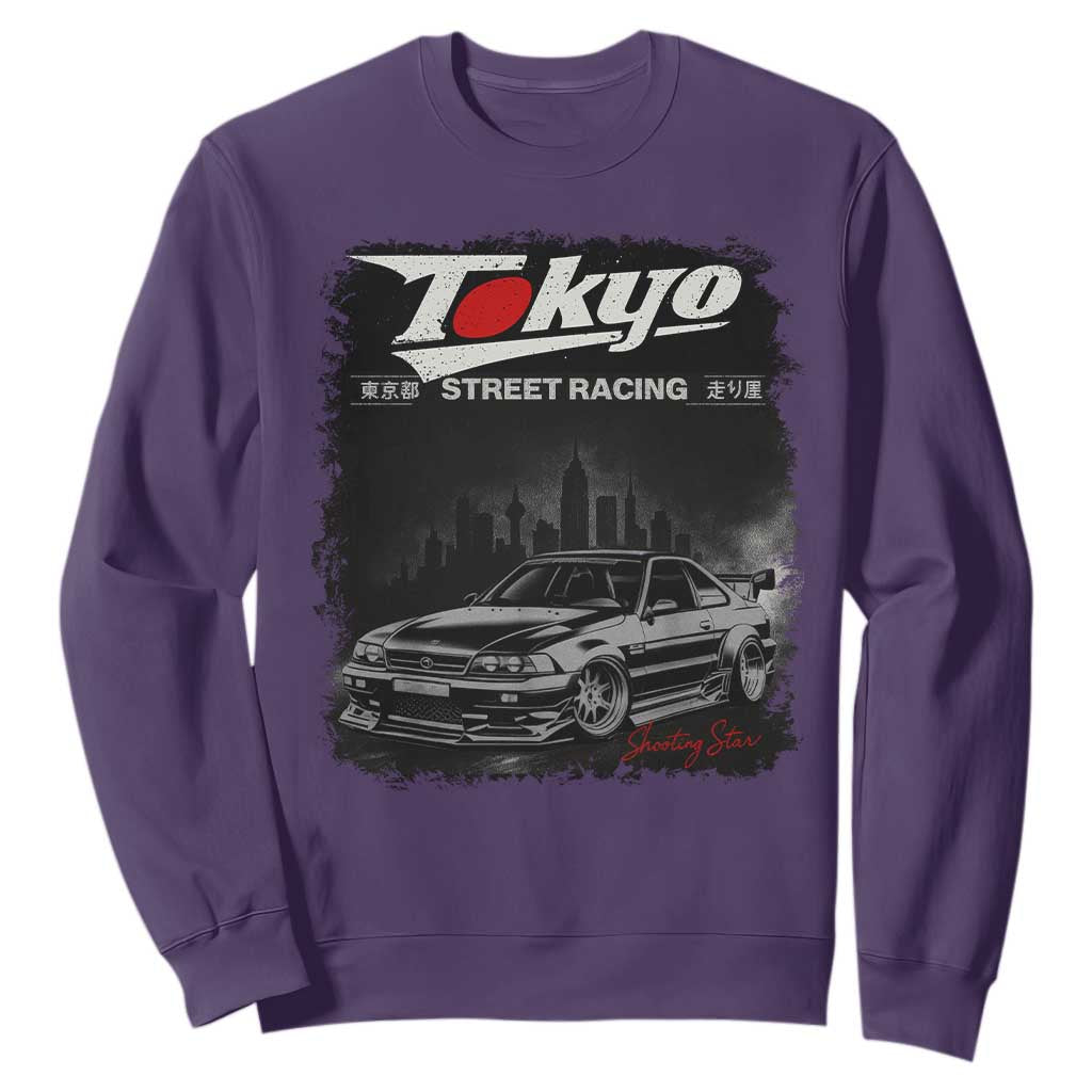 Retro JDM Drift Car Sweatshirt Japanese Tokyo Japan Drifting Race Car TS10 Purple Print Your Wear