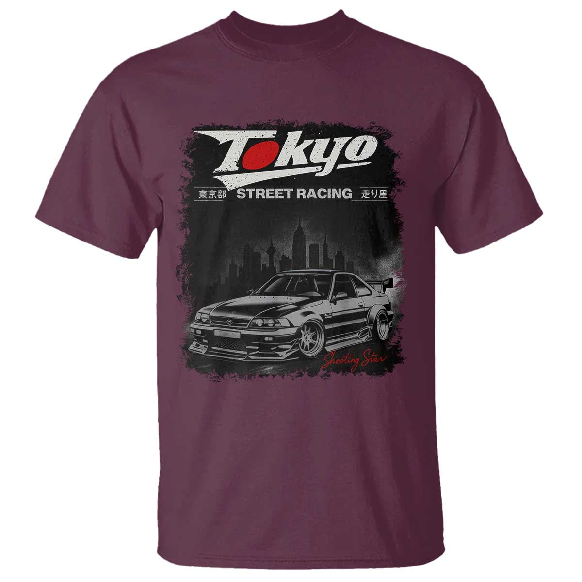 Retro JDM Drift Car T Shirt Japanese Tokyo Japan Drifting Race Car TS10 Maroon Print Your Wear