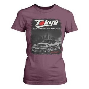 Retro JDM Drift Car T Shirt For Women Japanese Tokyo Japan Drifting Race Car TS10 Maroon Print Your Wear