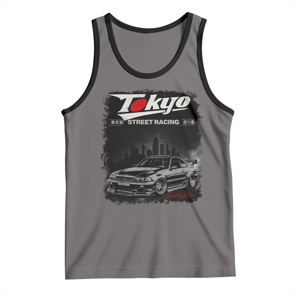 Retro JDM Drift Car Tank Top Japanese Tokyo Japan Drifting Race Car TS10 Deep Heather Black Print Your Wear