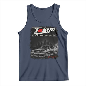 Retro JDM Drift Car Tank Top Japanese Tokyo Japan Drifting Race Car TS10 Navy Print Your Wear