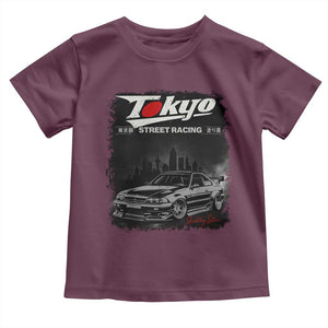 Retro JDM Drift Car Toddler T Shirt Japanese Tokyo Japan Drifting Race Car TS10 Maroon Print Your Wear