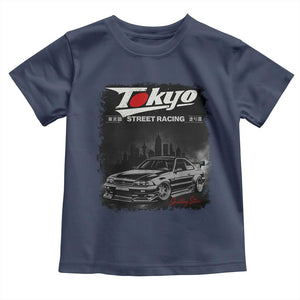 Retro JDM Drift Car Toddler T Shirt Japanese Tokyo Japan Drifting Race Car TS10 Navy Print Your Wear