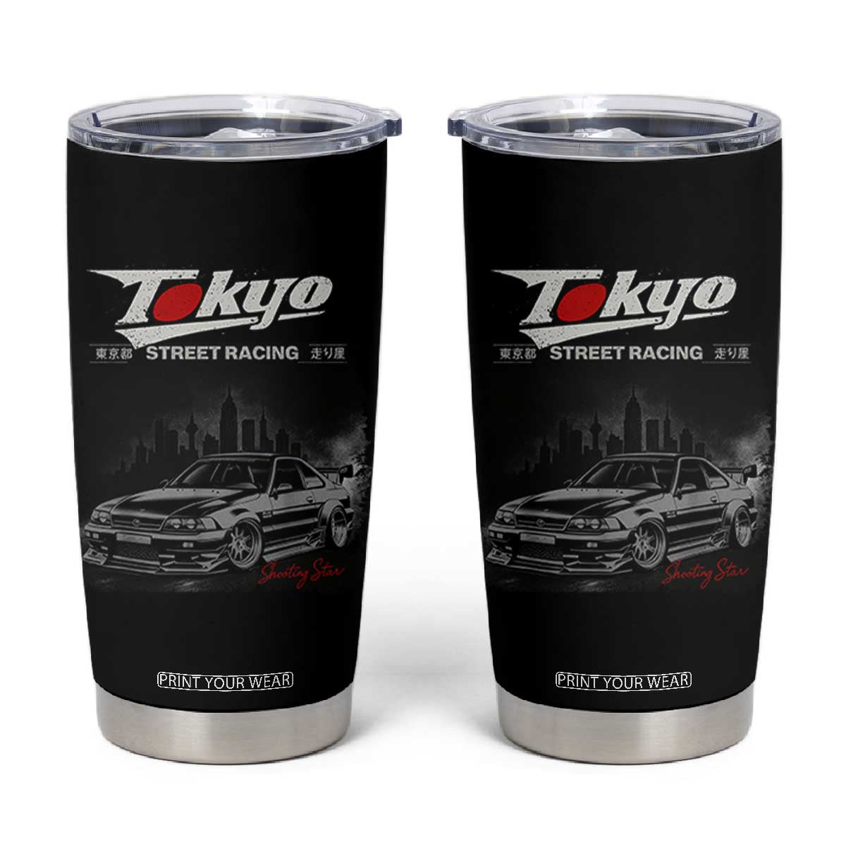 Retro JDM Drift Car Tumbler Cup Japanese Tokyo Japan Drifting Race Car TS10 Black Print Your Wear