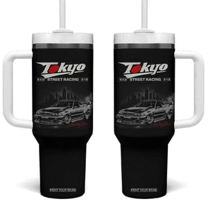 Retro JDM Drift Car Tumbler With Handle Japanese Tokyo Japan Drifting Race Car TS10 One Size: 40 oz Black Print Your Wear