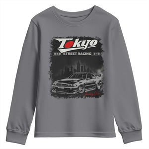Retro JDM Drift Car Youth Sweatshirt Japanese Tokyo Japan Drifting Race Car TS10 Charcoal Print Your Wear