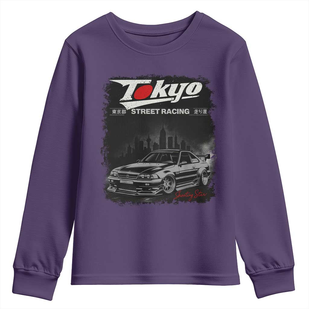 Retro JDM Drift Car Youth Sweatshirt Japanese Tokyo Japan Drifting Race Car TS10 Purple Print Your Wear