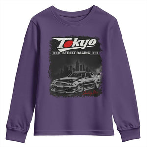 Retro JDM Drift Car Youth Sweatshirt Japanese Tokyo Japan Drifting Race Car TS10 Purple Print Your Wear