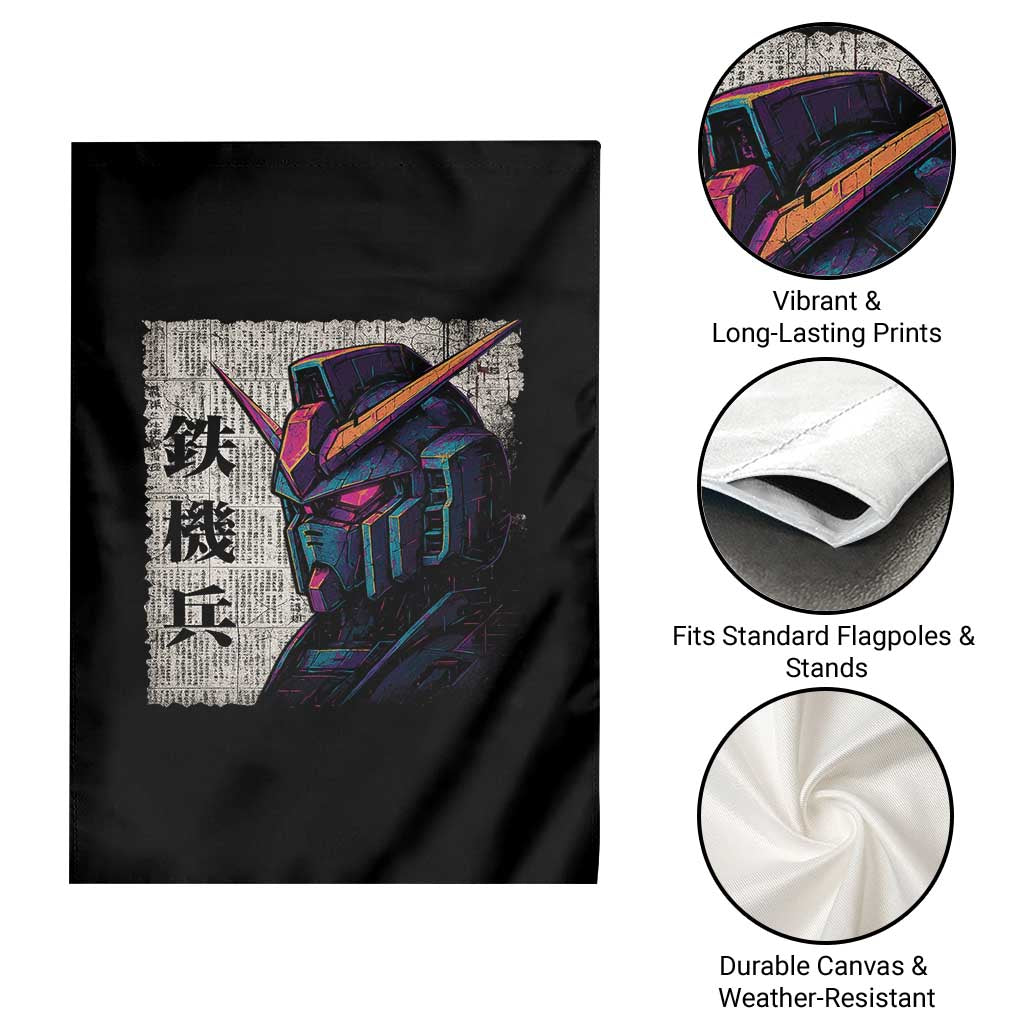 Japanese Mecha Robot Garden Flag Samurai Inspired Futuristic Kanji Design TS10 Print Your Wear