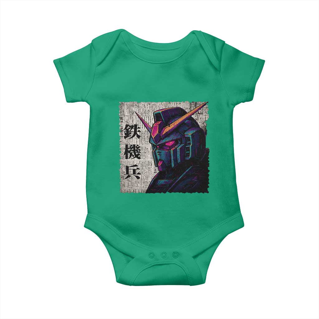 Japanese Mecha Robot Baby Onesie Samurai Inspired Futuristic Kanji Design TS10 Irish Green Print Your Wear