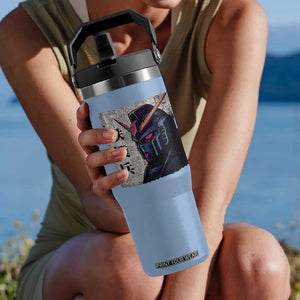 Japanese Mecha Robot Flip Straw Tumbler Samurai Inspired Futuristic Kanji Design TS10 One Size: 30 oz Light Blue Print Your Wear