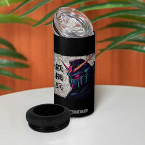 Japanese Mecha Robot 4 in 1 Can Cooler Tumbler Samurai Inspired Futuristic Kanji Design TS10 Print Your Wear