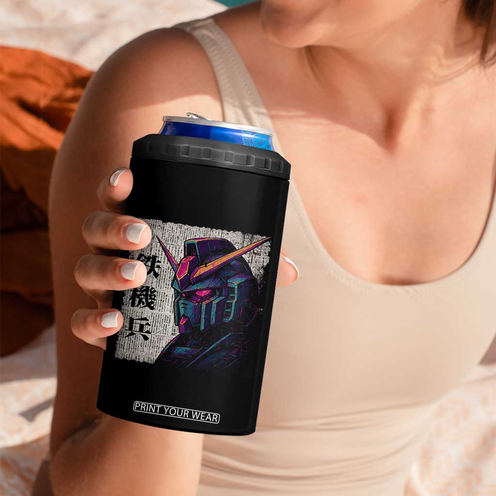 Japanese Mecha Robot 4 in 1 Can Cooler Tumbler Samurai Inspired Futuristic Kanji Design TS10 Print Your Wear