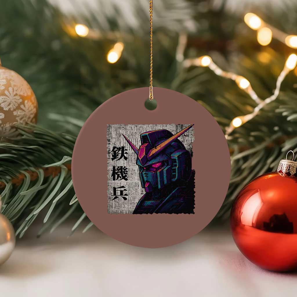 Japanese Mecha Robot Ceramic Ornament Samurai Inspired Futuristic Kanji Design TS10 1pc Mocha Print Your Wear