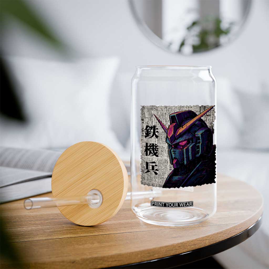 Japanese Mecha Robot Glass Can Samurai Inspired Futuristic Kanji Design TS10 Print Your Wear