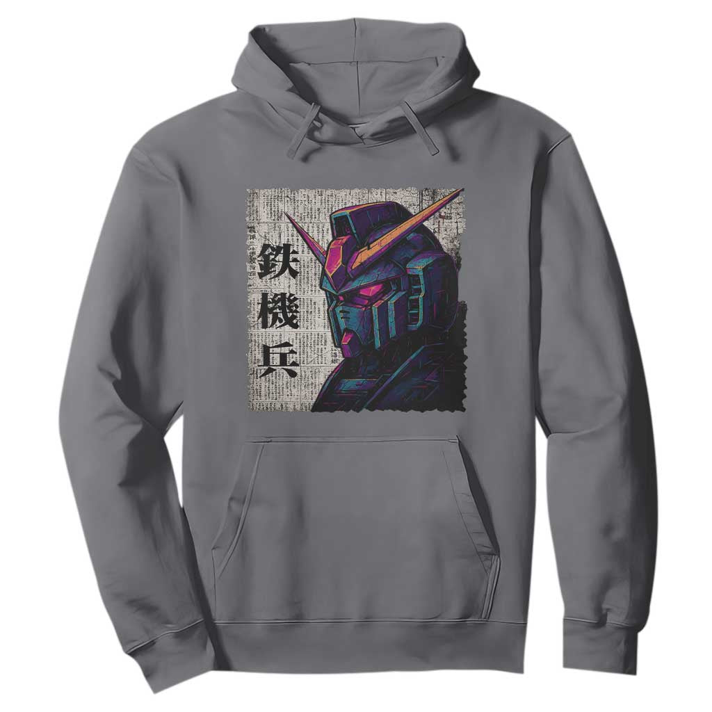 Japanese Mecha Robot Hoodie Samurai Inspired Futuristic Kanji Design TS10 Charcoal Print Your Wear