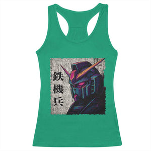 Japanese Mecha Robot Racerback Tank Top Samurai Inspired Futuristic Kanji Design TS10 Irish Green Print Your Wear