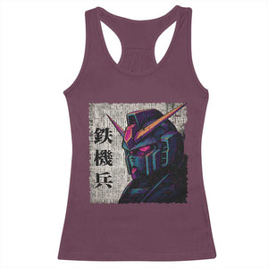 Japanese Mecha Robot Racerback Tank Top Samurai Inspired Futuristic Kanji Design TS10 Maroon Print Your Wear