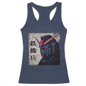 Japanese Mecha Robot Racerback Tank Top Samurai Inspired Futuristic Kanji Design TS10 Navy Print Your Wear