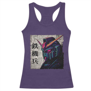 Japanese Mecha Robot Racerback Tank Top Samurai Inspired Futuristic Kanji Design TS10 Purple Print Your Wear