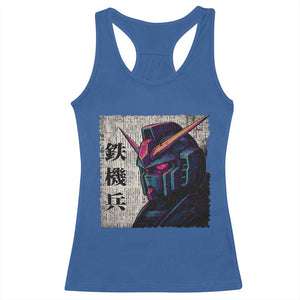 Japanese Mecha Robot Racerback Tank Top Samurai Inspired Futuristic Kanji Design TS10 Royal Blue Print Your Wear