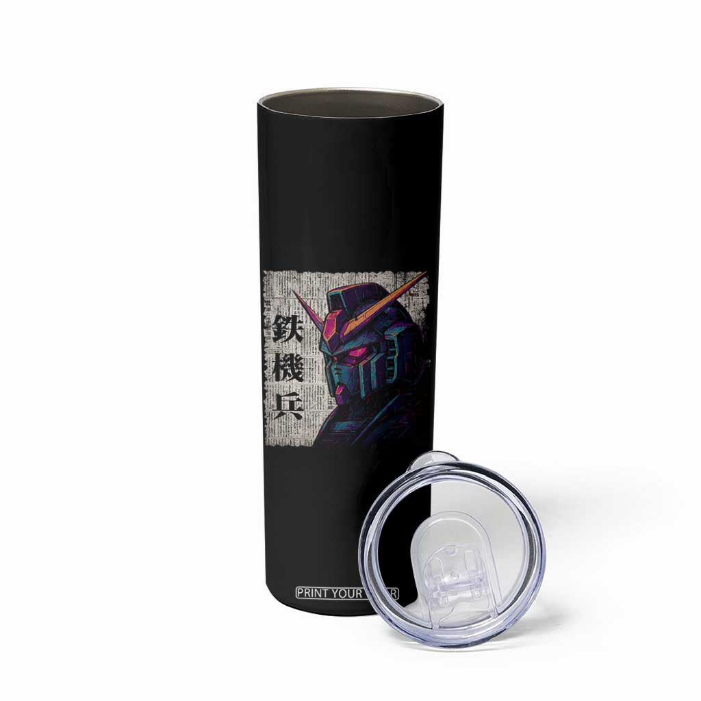 Japanese Mecha Robot Skinny Tumbler Samurai Inspired Futuristic Kanji Design TS10 Print Your Wear