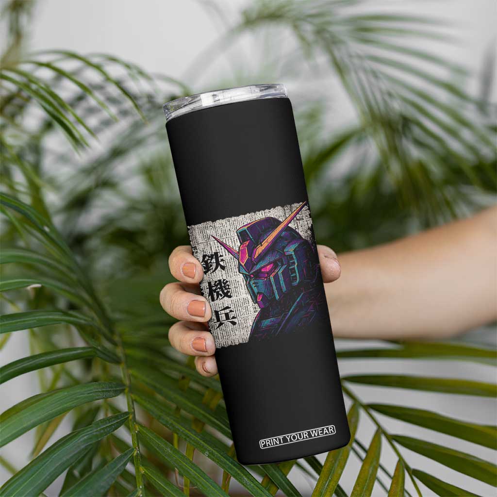 Japanese Mecha Robot Skinny Tumbler Samurai Inspired Futuristic Kanji Design TS10 Print Your Wear