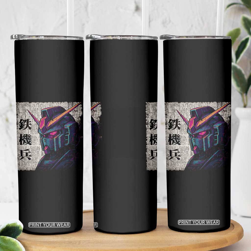 Japanese Mecha Robot Skinny Tumbler Samurai Inspired Futuristic Kanji Design TS10 Print Your Wear