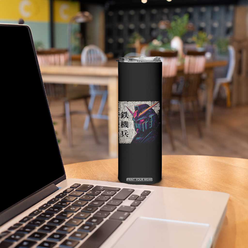 Japanese Mecha Robot Skinny Tumbler Samurai Inspired Futuristic Kanji Design TS10 Print Your Wear