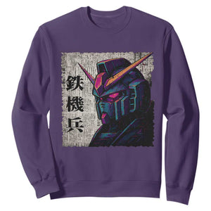 Japanese Mecha Robot Sweatshirt Samurai Inspired Futuristic Kanji Design TS10 Purple Print Your Wear