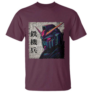 Japanese Mecha Robot T Shirt Samurai Inspired Futuristic Kanji Design TS10 Maroon Print Your Wear