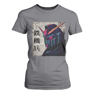 Japanese Mecha Robot T Shirt For Women Samurai Inspired Futuristic Kanji Design TS10 Charcoal Print Your Wear