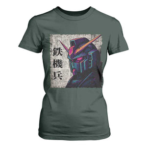 Japanese Mecha Robot T Shirt For Women Samurai Inspired Futuristic Kanji Design TS10 Dark Forest Green Print Your Wear
