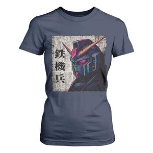 Japanese Mecha Robot T Shirt For Women Samurai Inspired Futuristic Kanji Design TS10 Navy Print Your Wear